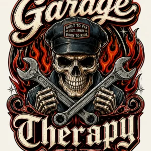 Vintage mechanic skull emblem design