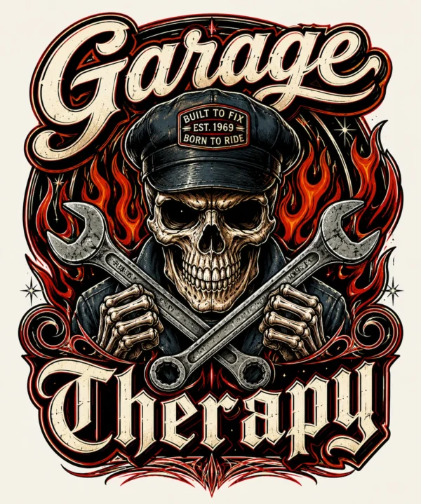 Vintage mechanic skull emblem design