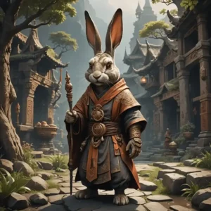 anthropomorphic rabbit monk