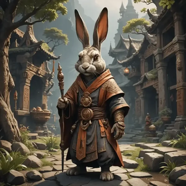 anthropomorphic rabbit monk